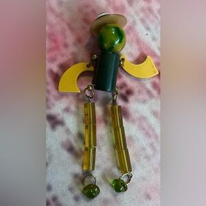Vintage Figural Articulated Bakelite Crib Toy style Brooch